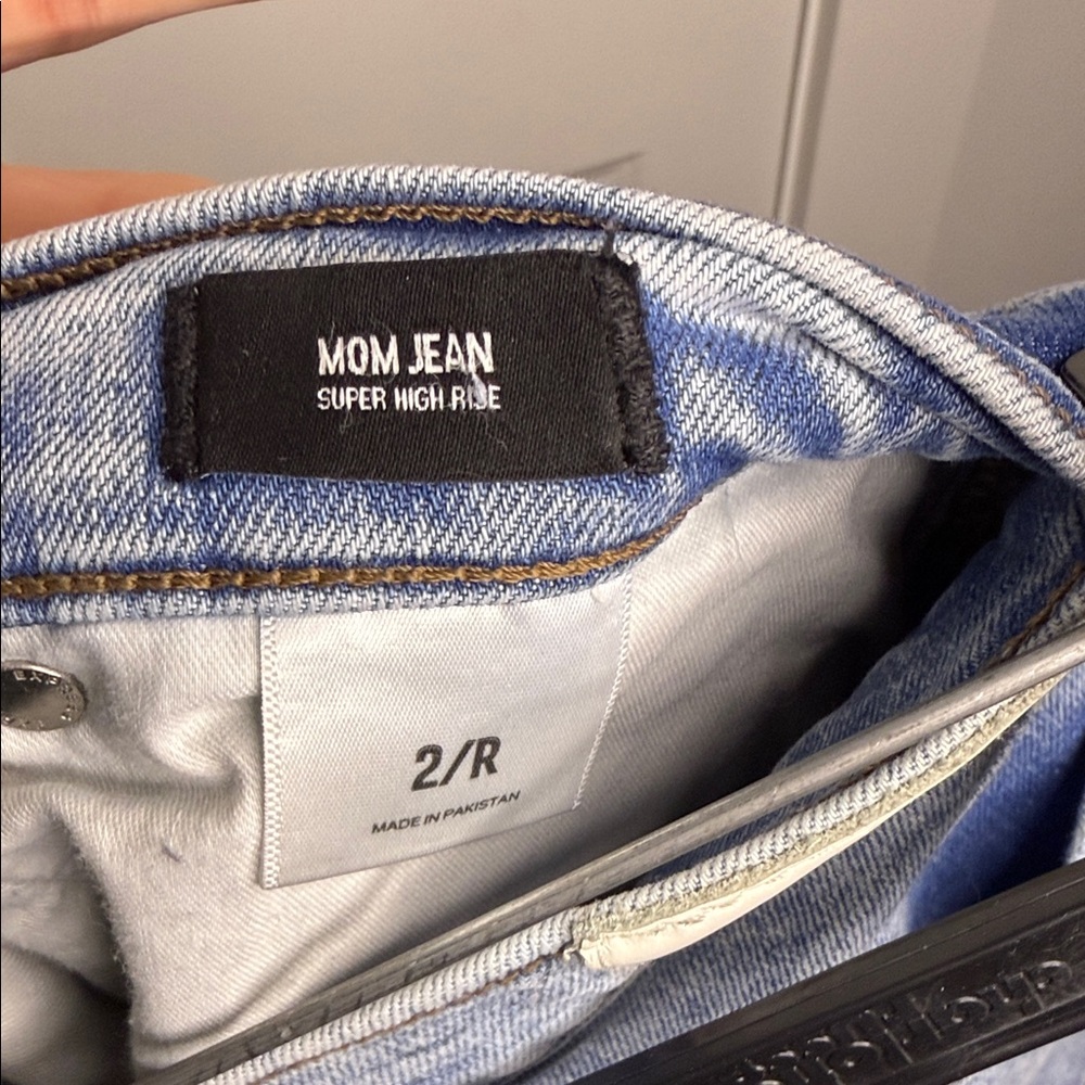 Express Light Blue Mom Jean Super High Rise - Picture 2 of 8
